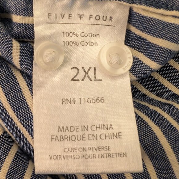Five Four Long Sleeve Button Down Blue/White Stripe Size 2XL - Picture 12 of 13